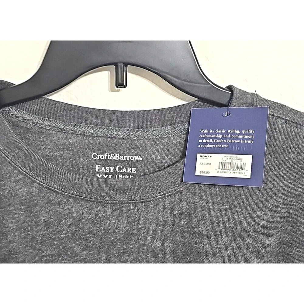Croft & Barrow Easy Care Men's Sweater Crewneck  Size 2XL Color Gray  NWT